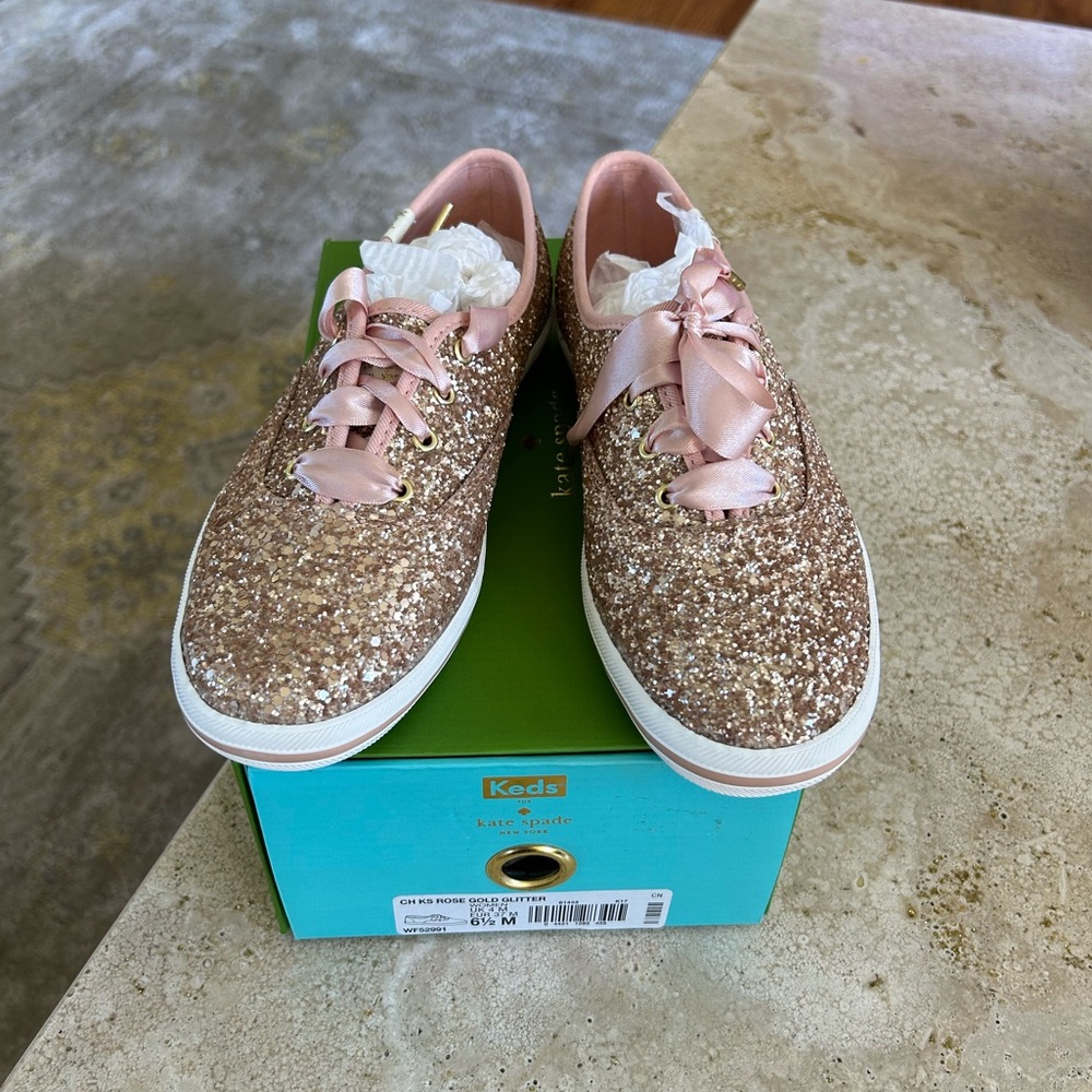 Keds x Kate Spade Champion in Rose Gold Glitter